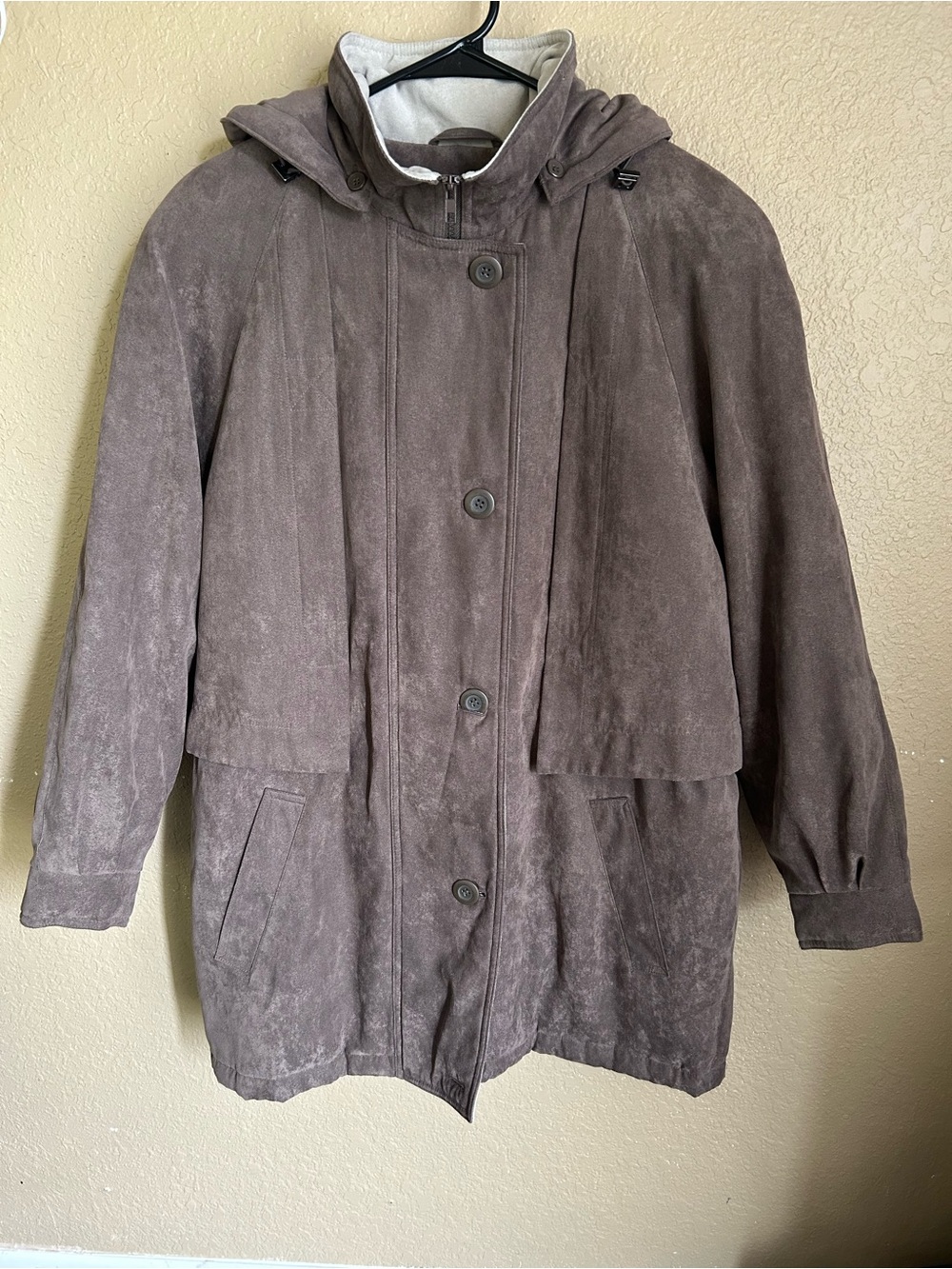Forecaster Sport Taupe Faux Suede Hooded Womens Coat